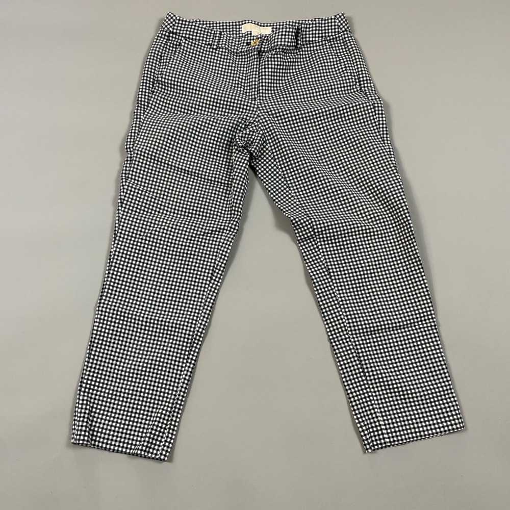 Michael Michael Kors Gingham Ankle Pants Black White Check Stretch Trousers 4